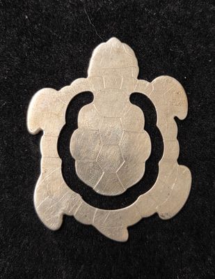 une image représentant une tortue argentée sur fond noir