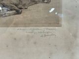 a drawing of a dog laying down on the ground
