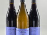 trois bouteilles de vin sont alignées sur une surface blanche