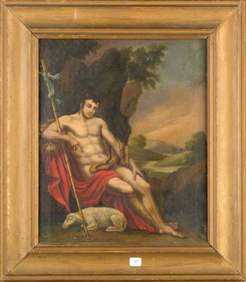 une image représentant un tableau où l'on voit un homme assis sur un rocher avec un mouton