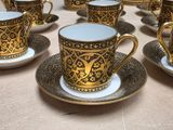 a lot of cups and saucers on the table