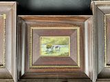 three framed pictures of a horse in a field