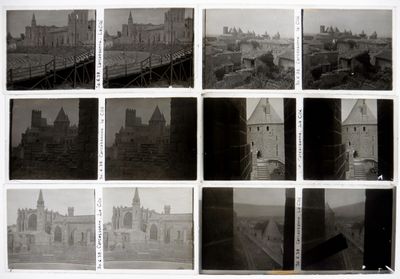 Carcassonne : 12 Vues stéréoscopiques positives sur verre 6x…