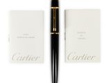 cartier fountain pen in black with gold trim and box