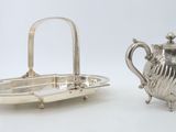silver plated teapot and tray with handles and handles