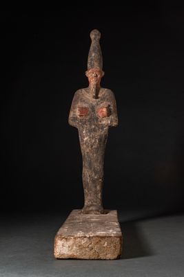 Figure ÉGyptienne D'Osiris EN Bois Peint