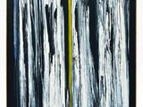 abstract painting of a yellow line in a black and white background