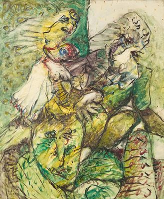 an image of a drawing of a woman riding a horse