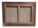 an old picture frame with a picture hanging on the wall