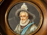 a painting of a man wearing a hat and a blue robe