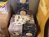 several boxes of cookies are stacked on top of each other in a room