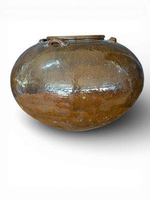 Jarre en terre vernissée . Hauteur : 36 cm et diamètre : 52 …