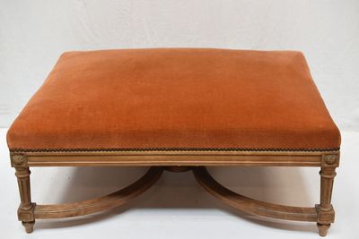 TABOURET de style Louis XVI, dessus velours orange (taches). - Photo 1