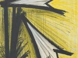 an image of a painting of a cross on a yellow background