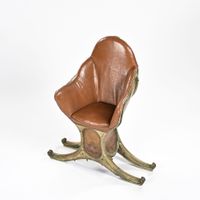 VENISE, Fauteuil de gondole en bois mouluré laqué 19ème sièc… (photo 5)