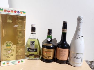 5 bouteilles lot d'alcools divers…