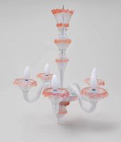 Lustre en cristal de Murano rose et blanc (photo 2)