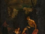 an image of a painting of a man and a woman in a wooded setting
