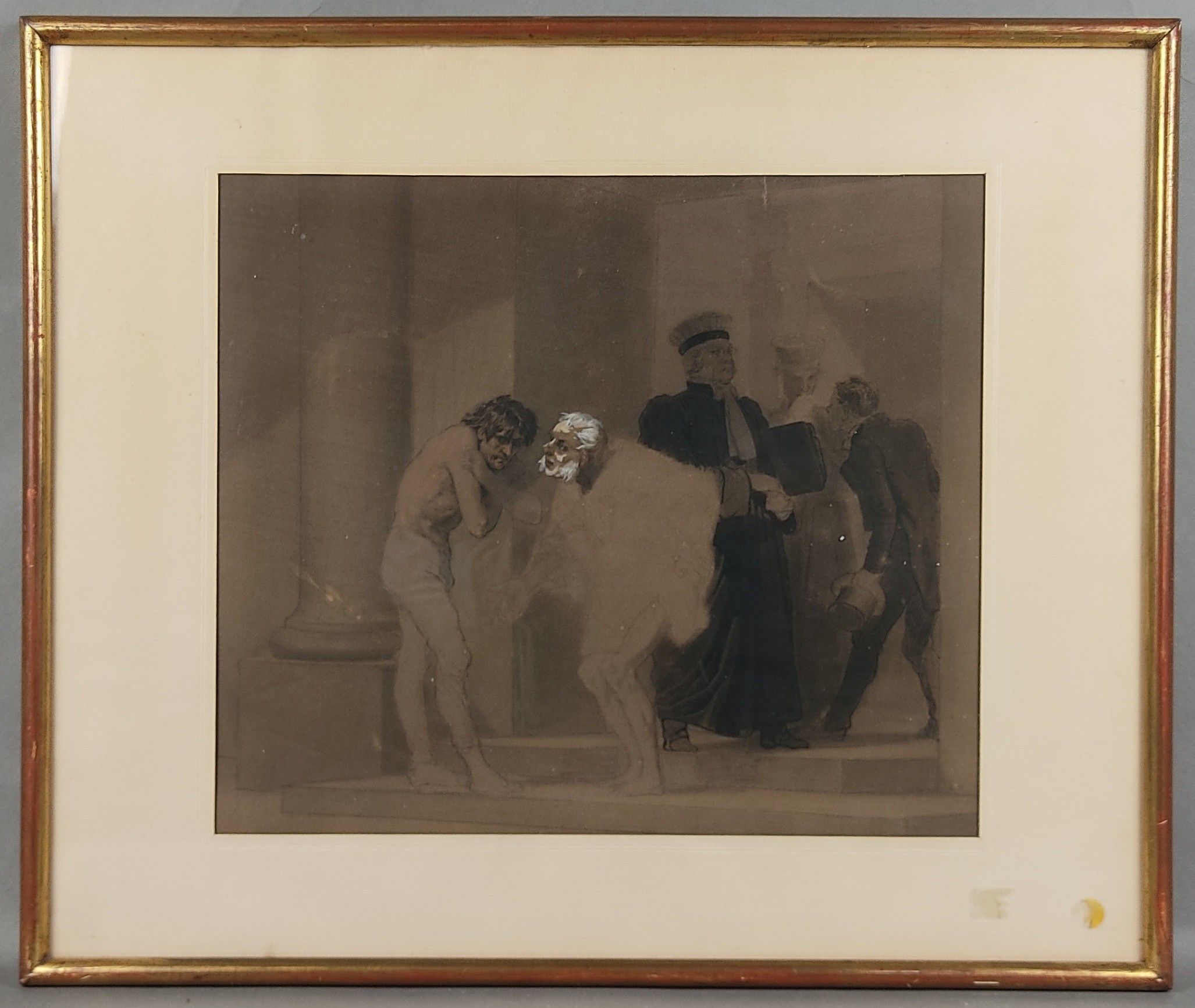 Ecole française XIXème. 'Scène de tribunal', Etude sur papie…