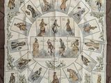 une photo d'une écharpe sur laquelle figurent des portraits de personnes