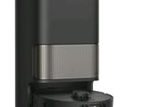 a close up of a black and silver coffee maker on a white background