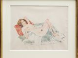 a painting of a nude woman sitting on a chair