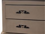 an image of a white dresser with two drawers and a marble top