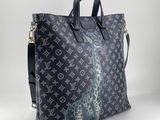 louis vuitton blue monogram canvas and leather tote bag
