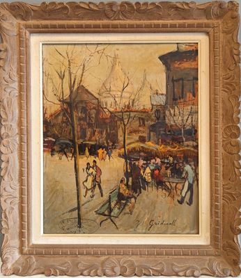 un tableau représentant une calèche sur une table