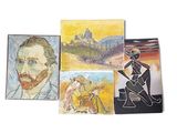 quatre tableaux représentant un homme barbu et un tableau représentant un homme barbu