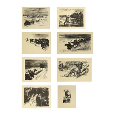 plusieurs photos en noir et blanc montrant des personnes à cheval dans la neige