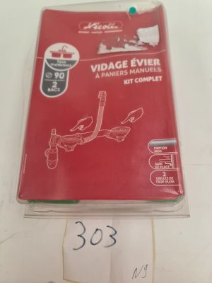 Kit complet de vidage évier Nicoll pour 2 bacs, Ø90, avec pa…