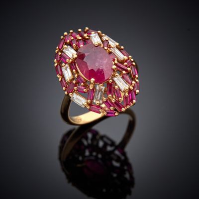 a pink tourmaline and diamond ring