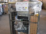 a cart with a lot of items in it in a warehouse