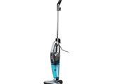 un aspirateur bleu et noir sur fond blanc