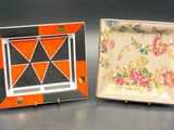 two small plates with different designs on them