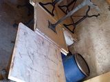overhead view of a kitchen area with a stove, sink, and cabinets