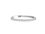 a white gold wedding band with a row of diamonds
