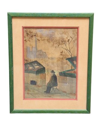 an image of a painting of a woman sitting on a bench