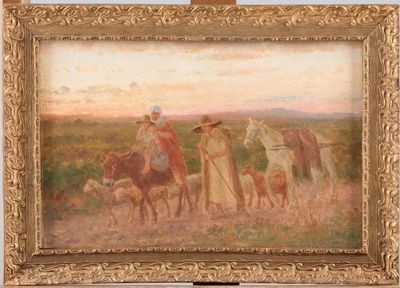 John-Lewis SHONBORN (1852-1931) Retour au coucher de soleil