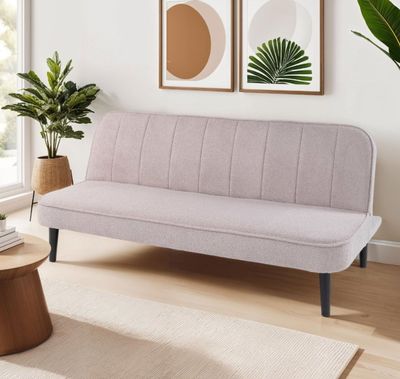 Banquette 3 places clic-clac SHERPA en tissu bouclette gris …