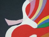 the cover of a book with an image of a woman ' s face and a rainbow in the background