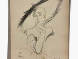 a drawing of a woman with a feather on her head