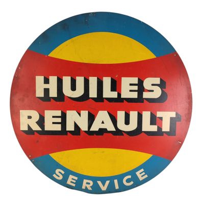 an image of a red, yellow, and blue sign with the words hulls renault service