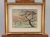 an image of a painting of a tree in a wooden frame