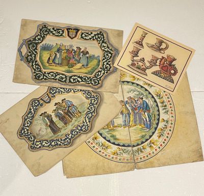 several old postcards with pictures of people on them on a table