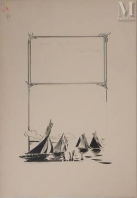 an image of a drawing of sailboats in a body of water