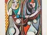 an image of a painting of a woman looking at herself in a mirror