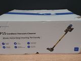 packaging of a cordless vacuum cleaner in a box on a table
