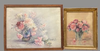 painting of a vase of flowers and a painting of a vase of flowers